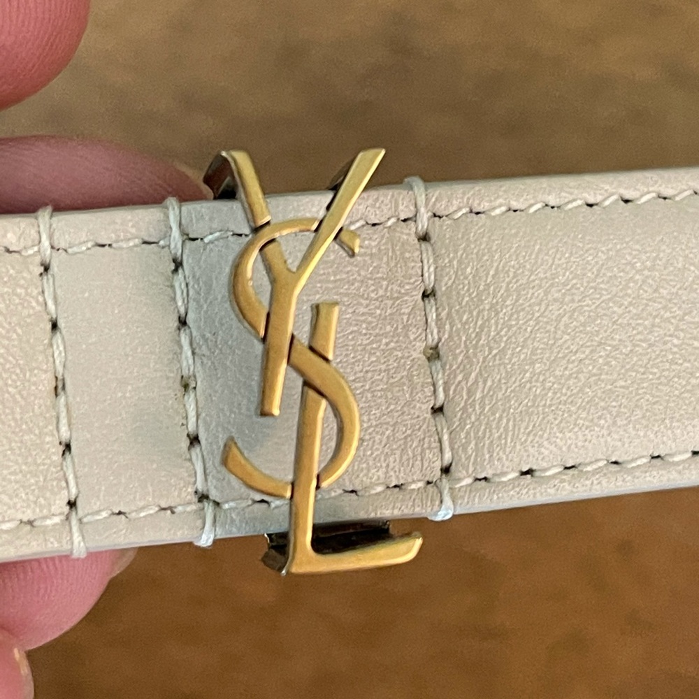 Saint Laurent Monogram Ivory YSL Logo Belt - Picture 7 of 14